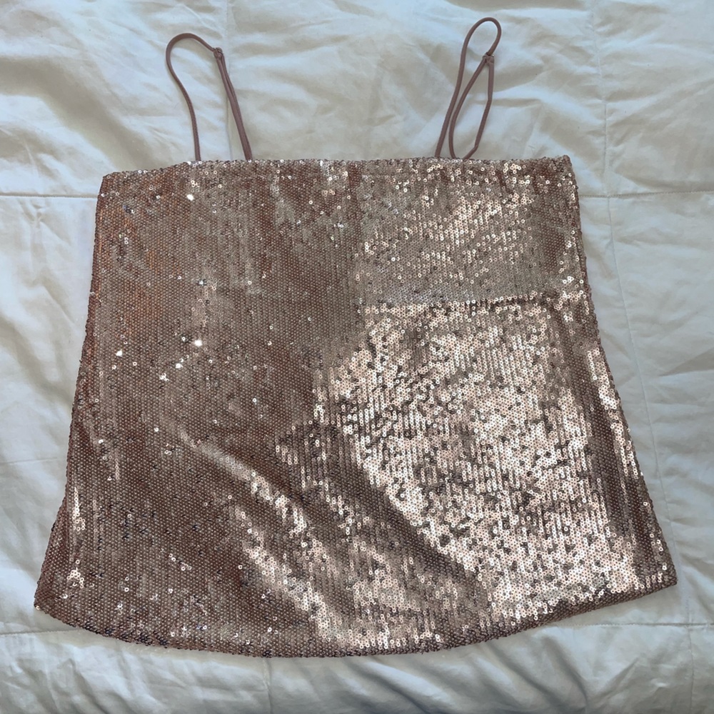 Sequined rose gold top